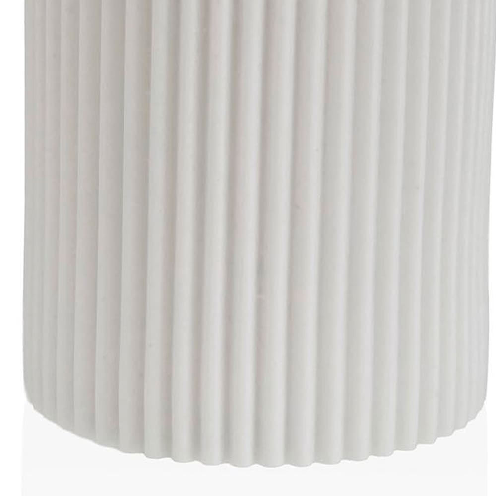 Porte brosse à dents en résine blanche stries 7x7x10cm — vue 4