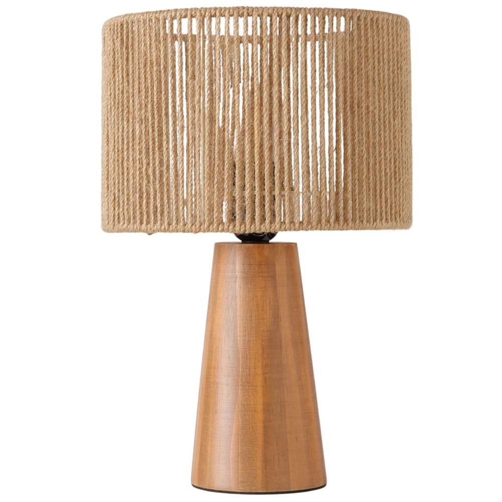 Lampe à poser bois et corde 22.5x22.5x34cm
