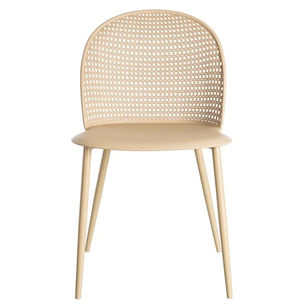 Chaise beige sable effet cannage 51x46x80cm