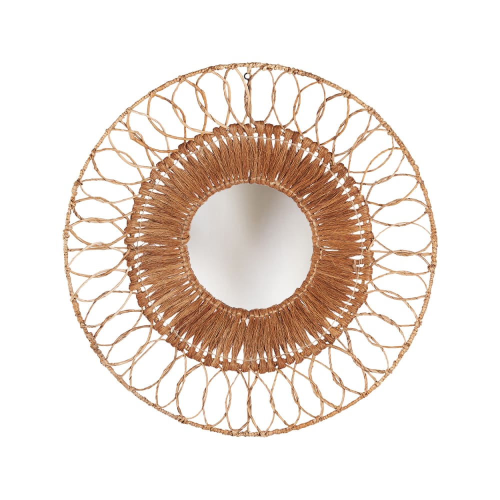 Bazar Bizar Spiegel aus bananenbätternund kokosnuss in braun, 80x5x80cm style seaside Beige Naturfasern