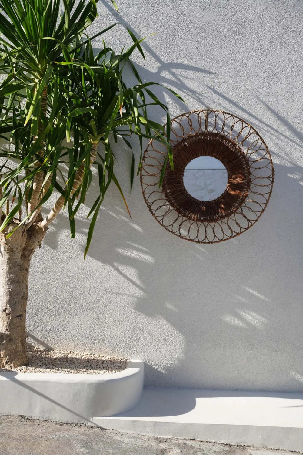 Miroir feuille de bananier et coco marron 80x5x80cm