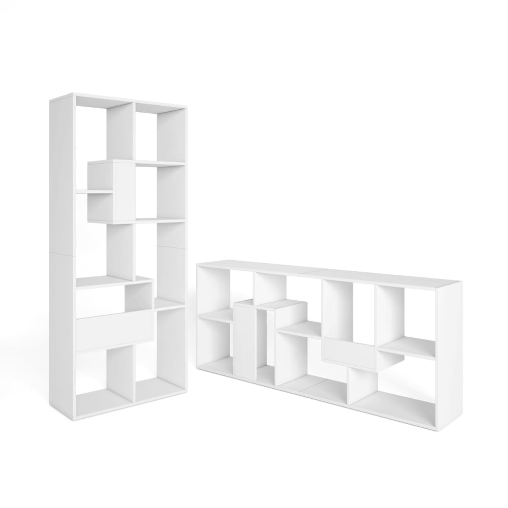 Bibliothèque effet bois blanc 67x31x162cm