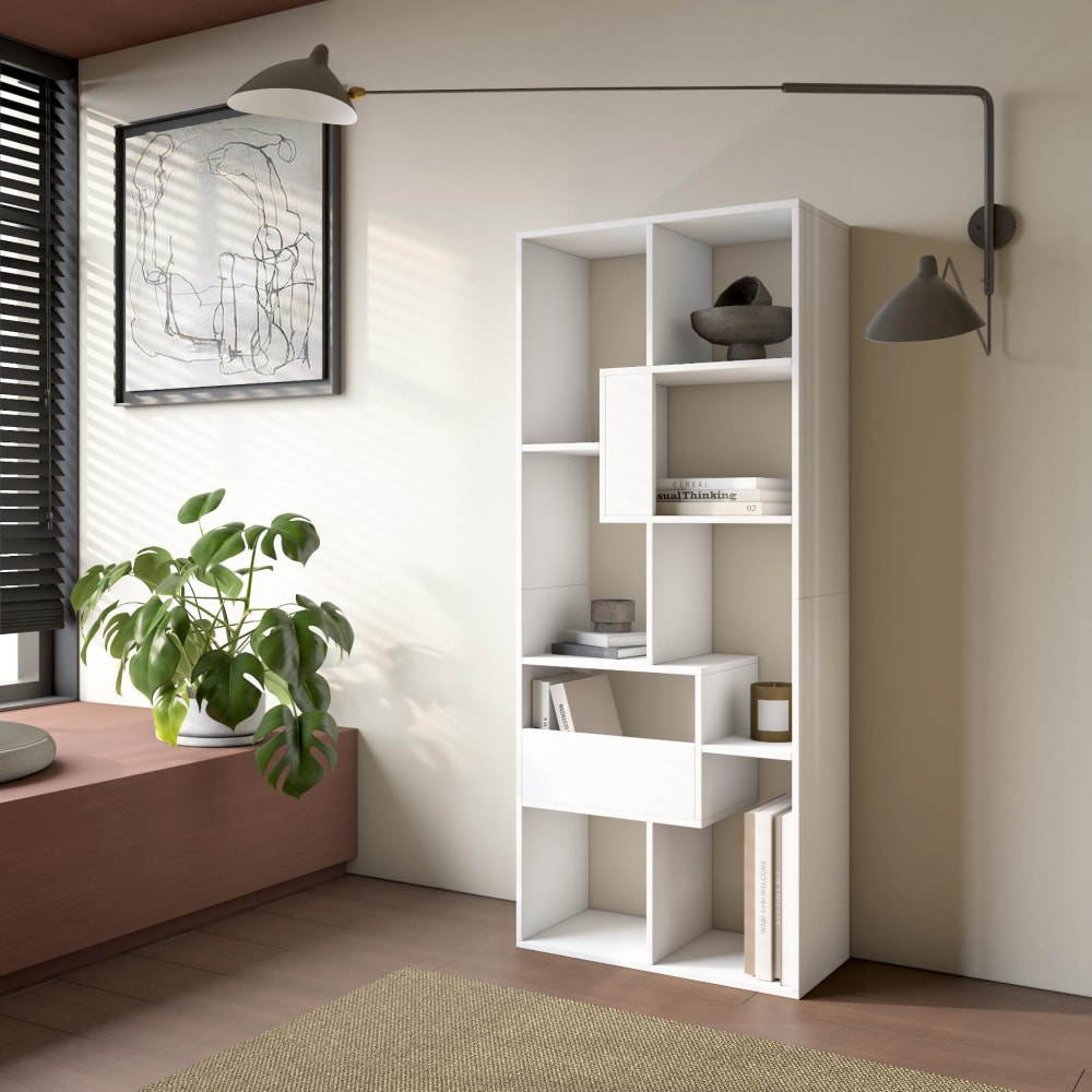 Skraut home Bücherregal Holzeffekt weiß 67x31x162cm style modern - Spanplatte