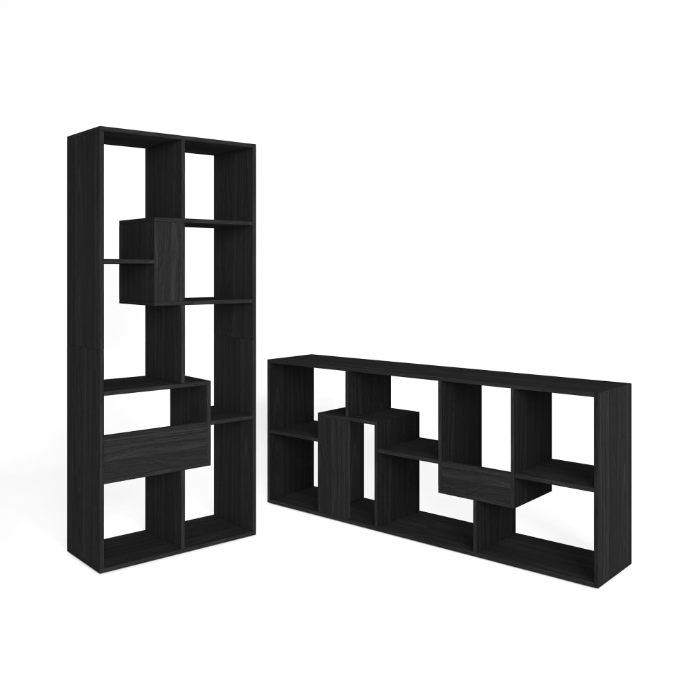 Bibliothèque effet bois noir 67x31x162cm