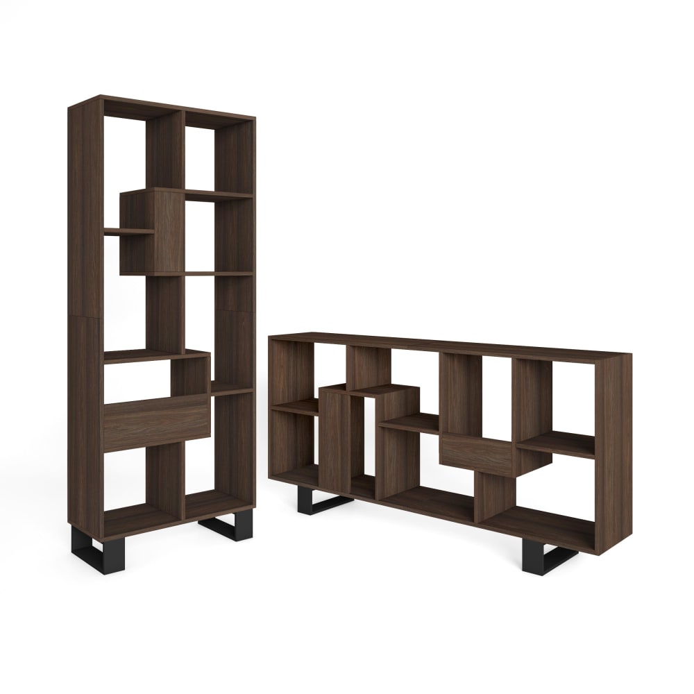 Bücherregal Holzeffekt dunkle Eiche 67x31x174cm mit Beinen -