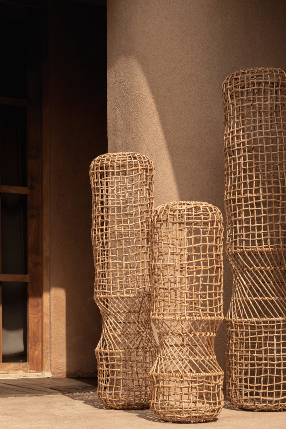 Suspension feuille de bananier marron 25x25x100cm