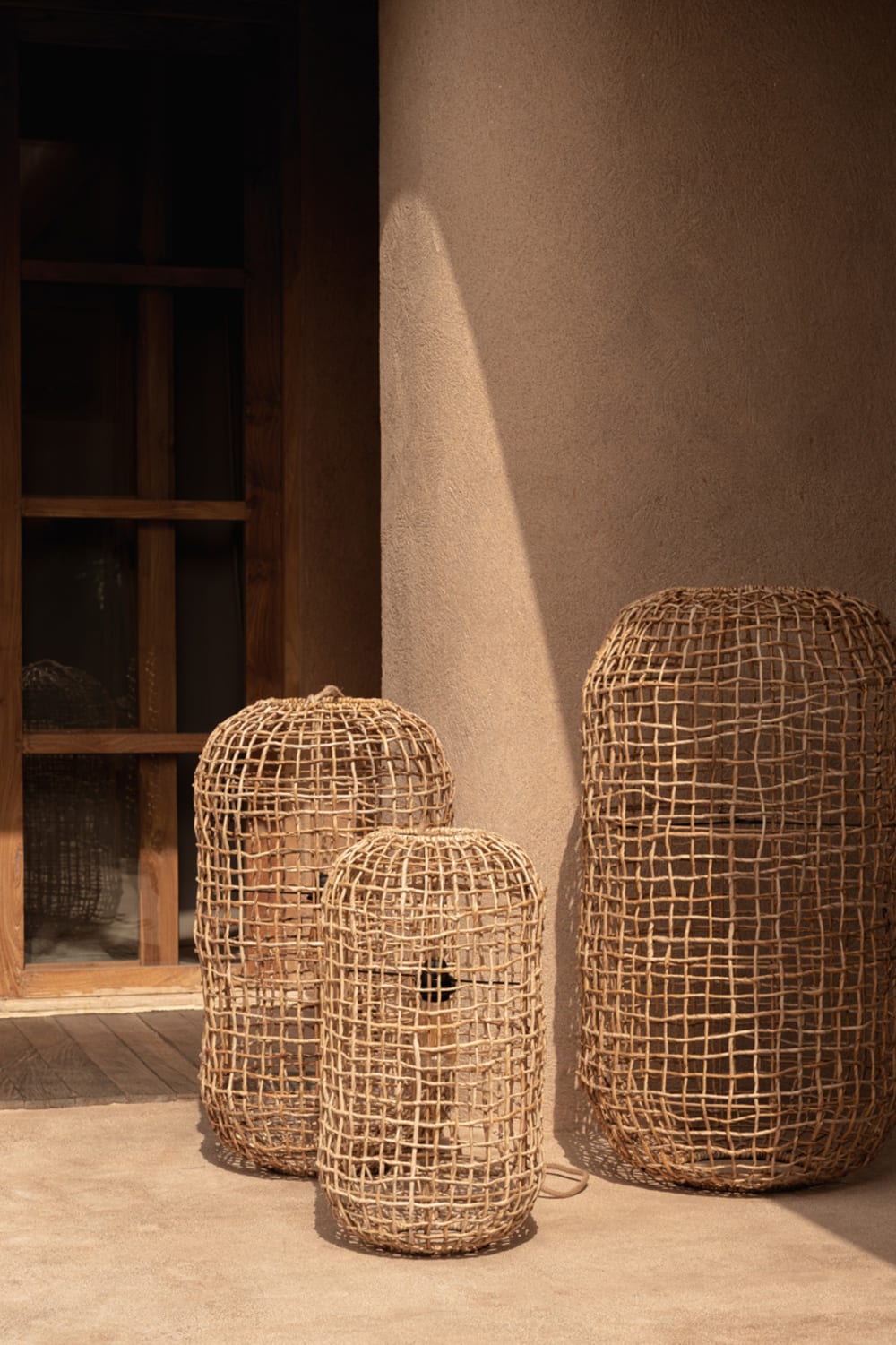 Suspension feuille de bananier marron 30x30x57cm