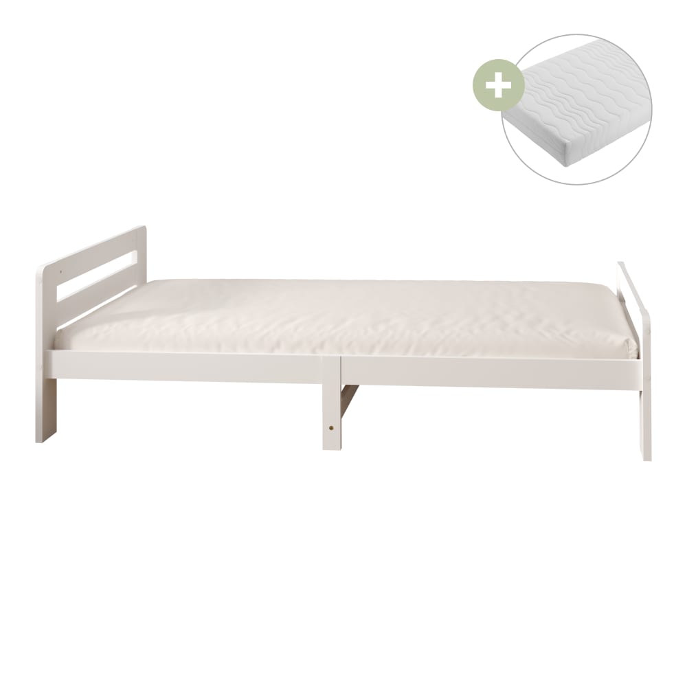 Lit enfant avec matelas hybride blanc 90 x 200cm