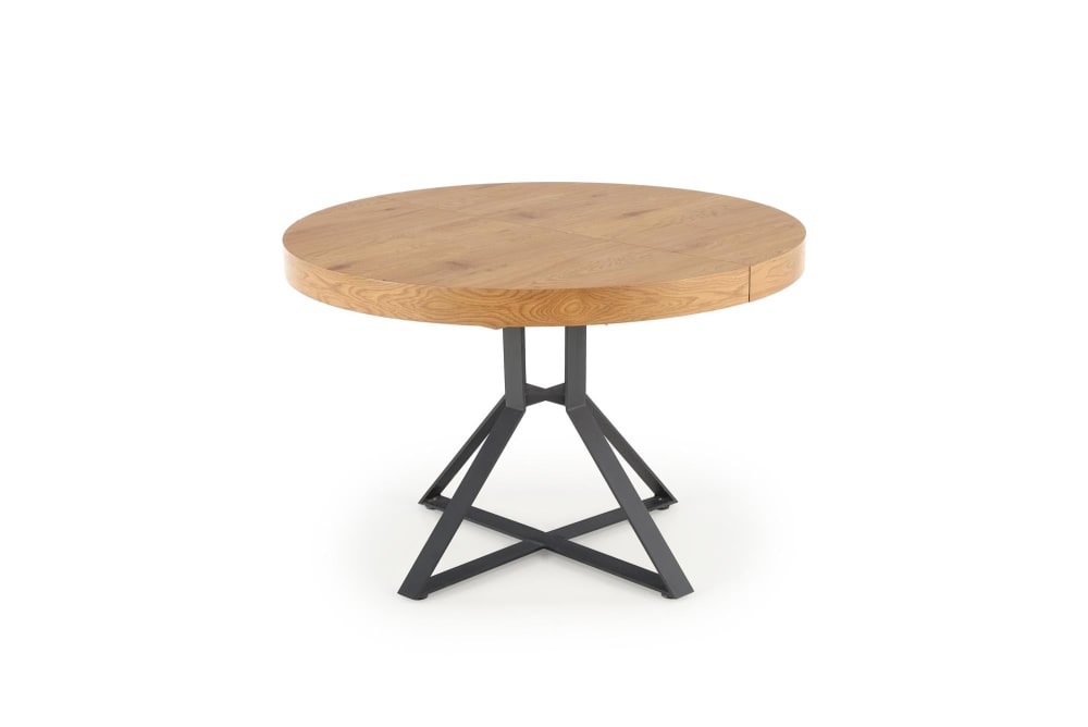 That's Casa Ausziehbarer runder Tisch MDF schwarzen Stahlbeinen Ø 120/160 cm Braun Holz