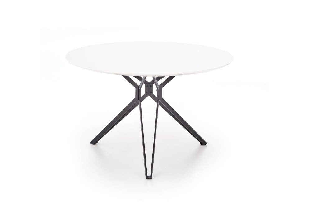 That's Casa Runder Tisch aus laminiertem MDF und schwarzem Stahlgestell Ø 120 cm Weiß Holz