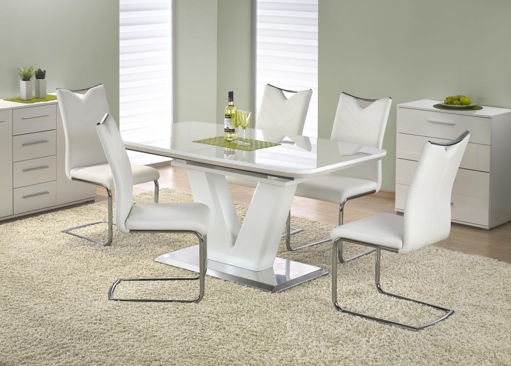 Ausziehbarer Tisch 160/220×90 cm, weiß lackiertes MDF-Holz -