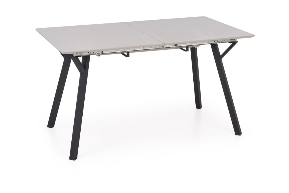 That's Casa Ausziehbarer Tisch 140/180×80 cm, lackiertes MDF, schwarze Stahlbeine Grau Holz
