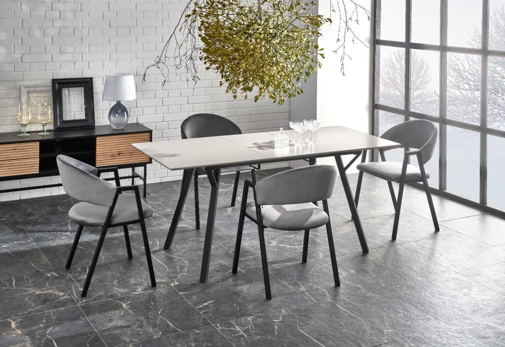Ausziehbarer Tisch 140/180×80 cm, lackiertes MDF, schwarze