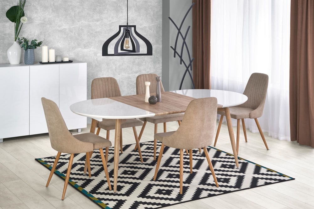 Ausziehtisch für 4/8 Personen weiß/Eiche 120/200x100 cm - Maisons