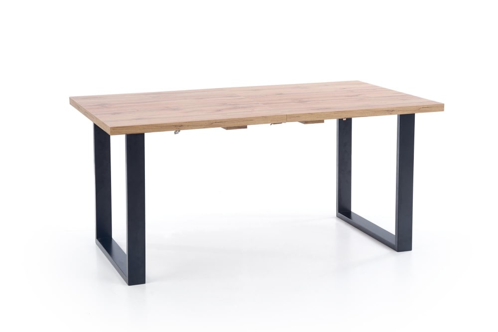 Table extensible stratifié chêne pieds acier noir 135/185×85 cm