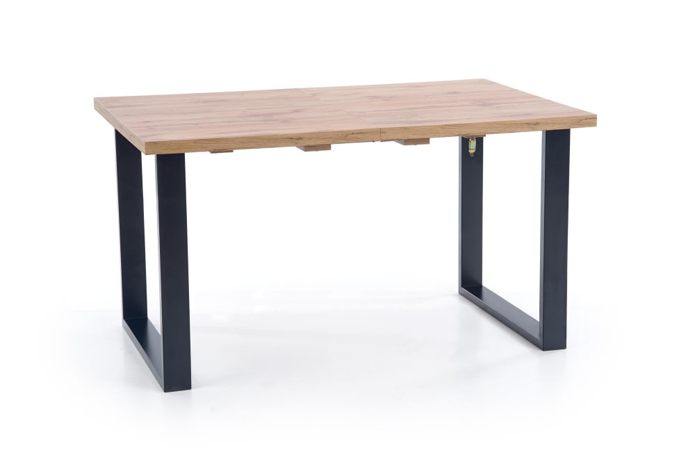 Table extensible chêne stratifié pieds acier noir 160/210×90 cm