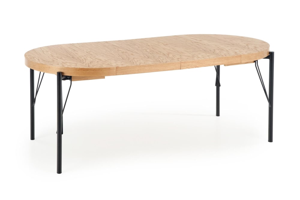 Ausziehbarer Tisch MDF Eichenfurnier Stahlbeinen Ø100/300 cm -