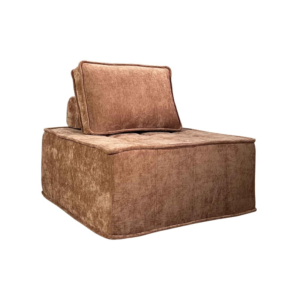 Fauteuil en tissu pour canapé modulable avec coussin terracotta