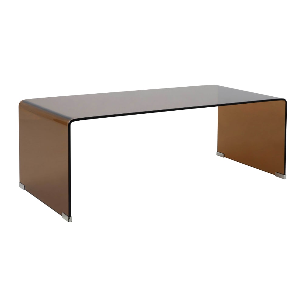 Table basse rectangulaire L110 cm en verre trempé marron