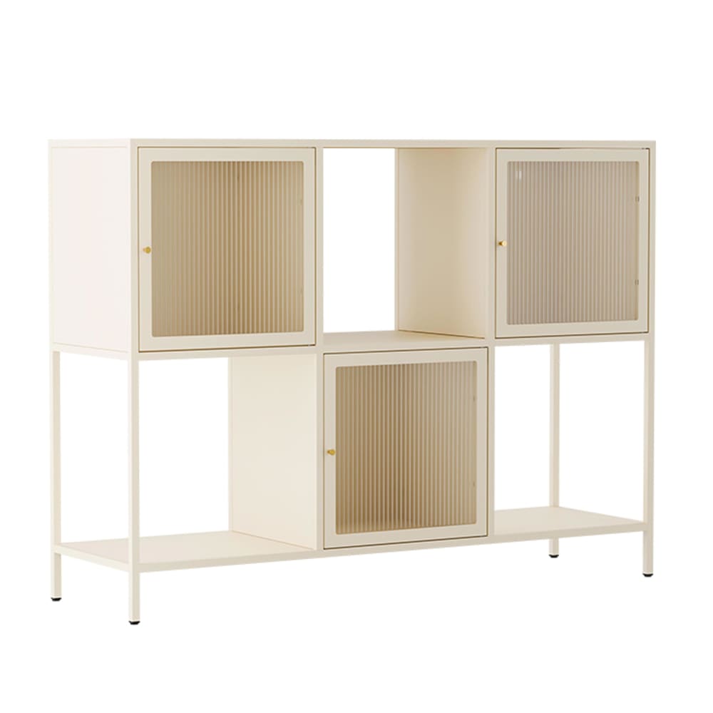 Buffet en métal 3 portes 120 cm écru