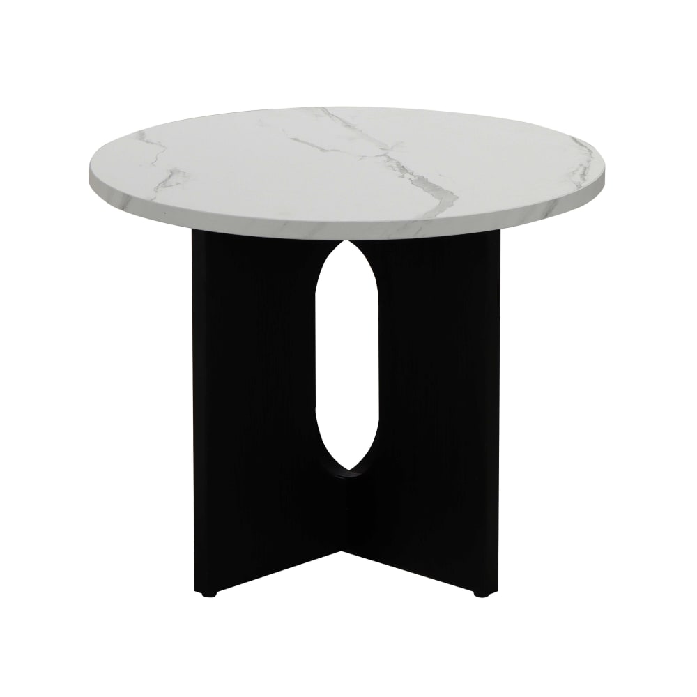 Table basse moderne ronde 50 cm effet marbre noir