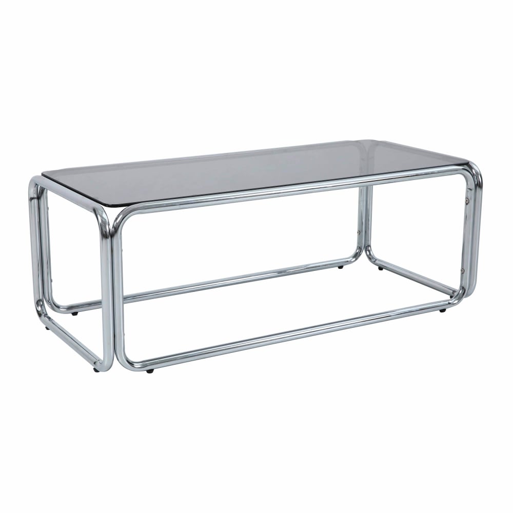 Table basse rectangulaire L110 cm en métal et verre trempé noir