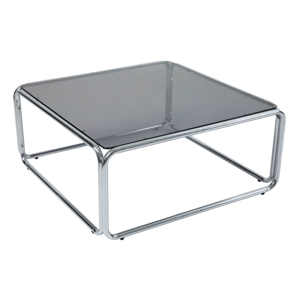 Table basse carrée L90 cm en métal et en verre noir