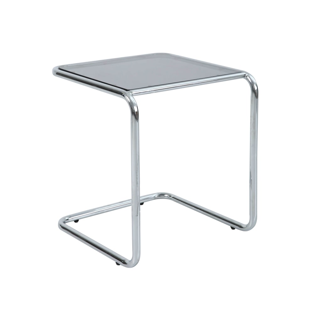 Oviala Quadratischer Couchtisch (L 50 cm) aus Metall und schwarzem Glas - Glas