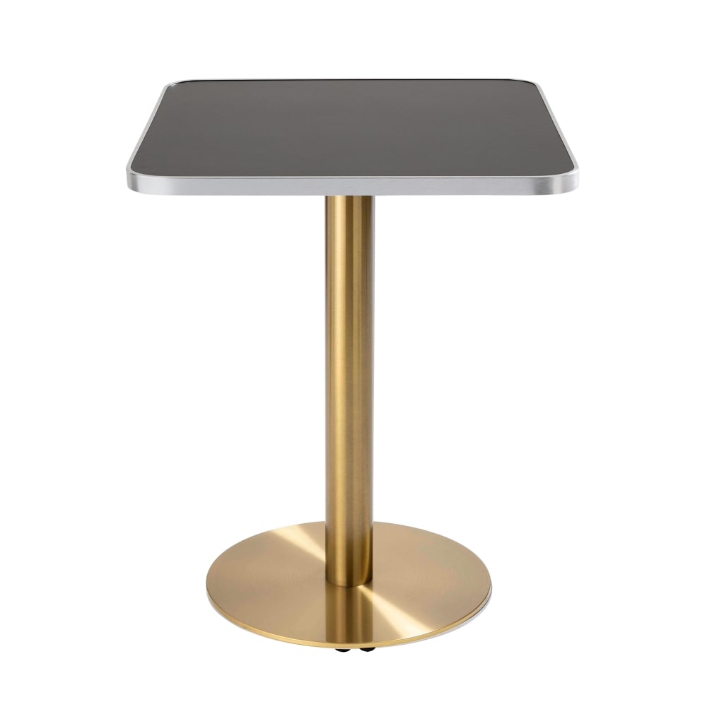 Table à manger 60 x 60 cm pied doré et revêtement noir/argent