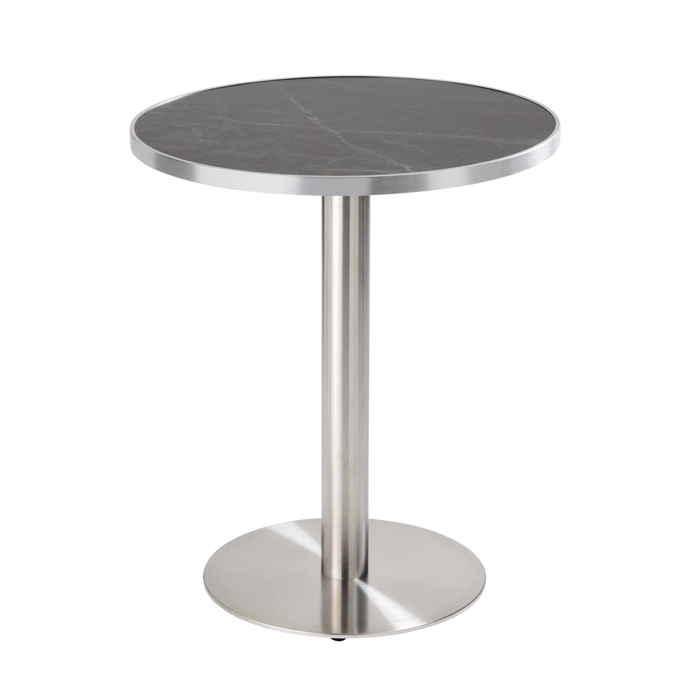 Table à manger ronde 60 cm plateau marbre noir/argent et pied argenté