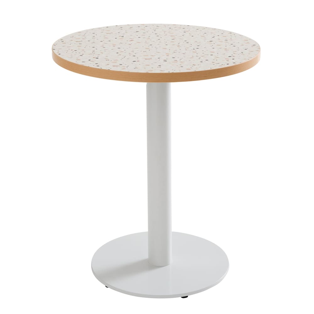 Table à manger ronde 60 cm pied noir et revêtement terrazzo