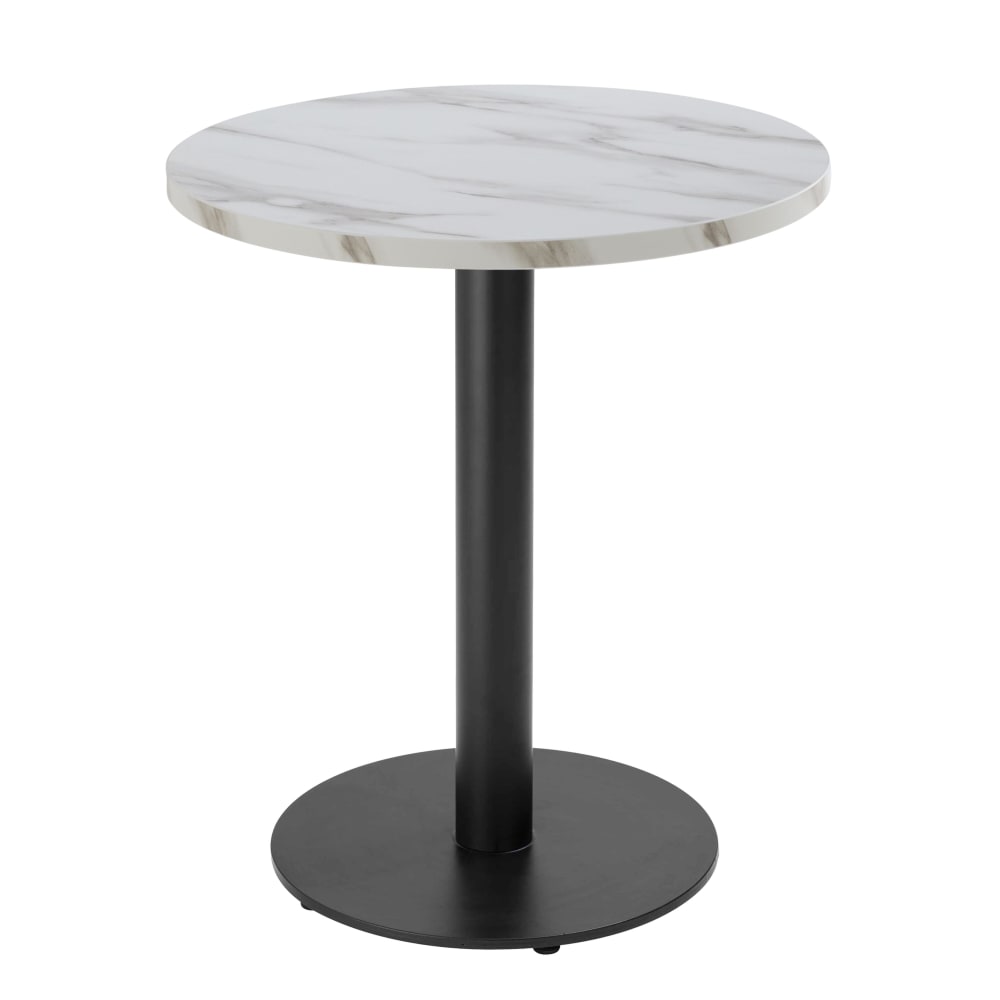 Table à manger ronde 60 cm pied noir et revêtement marbre blanc