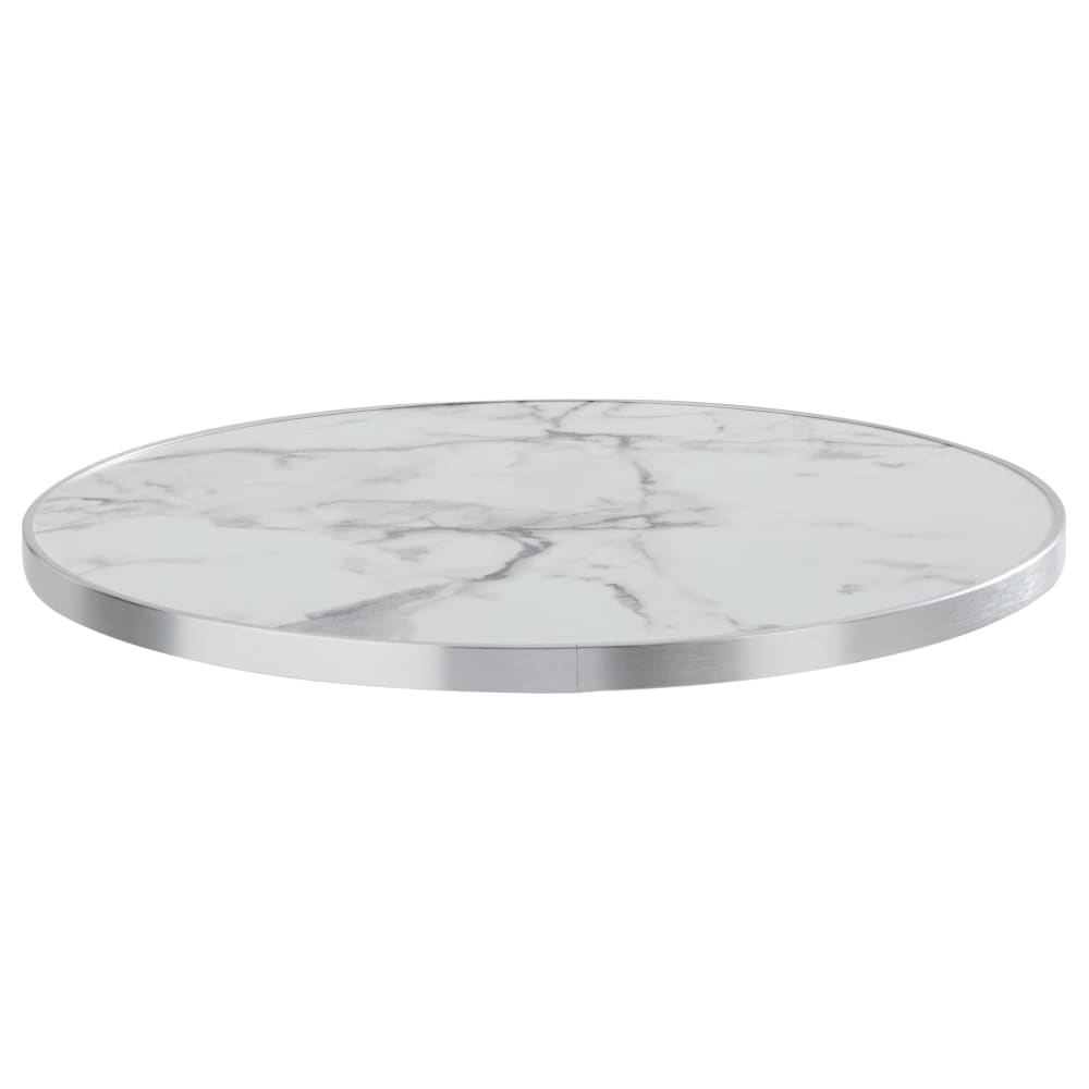 Table à manger ronde 60 cm plateau marbre blanc/argent et pied doré