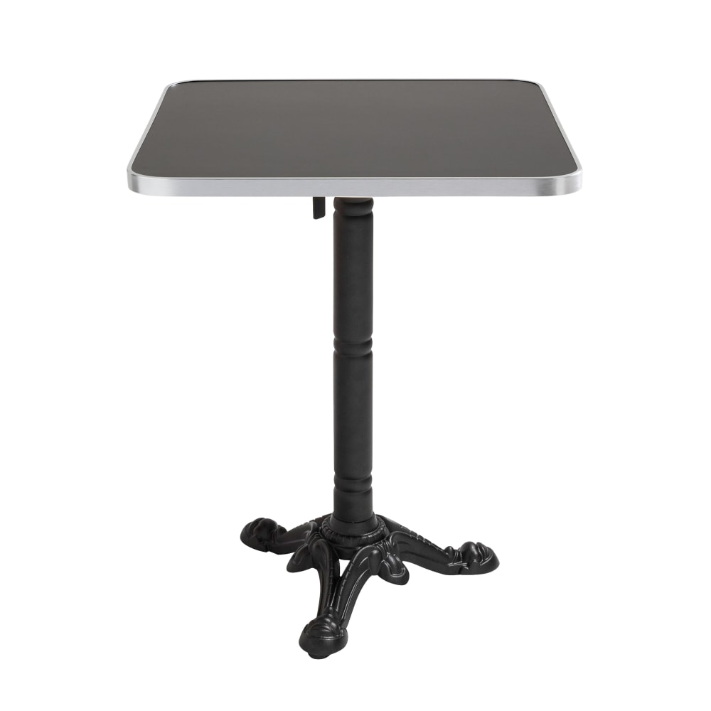 Table carrée 60 cm inclinable plateau noir/argent et pied noir