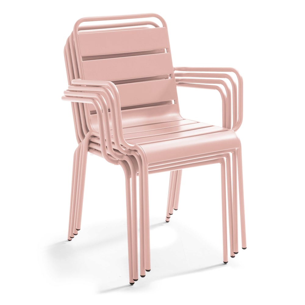 Fauteuil de jardin en métal rose poudré