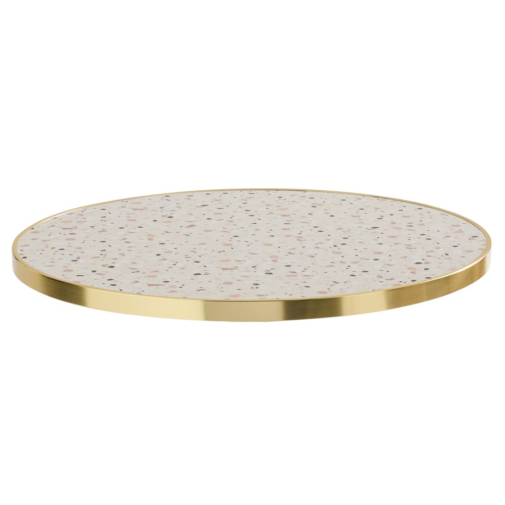Table à manger ronde 60 cm plateau terrazzo/doré et pied doré