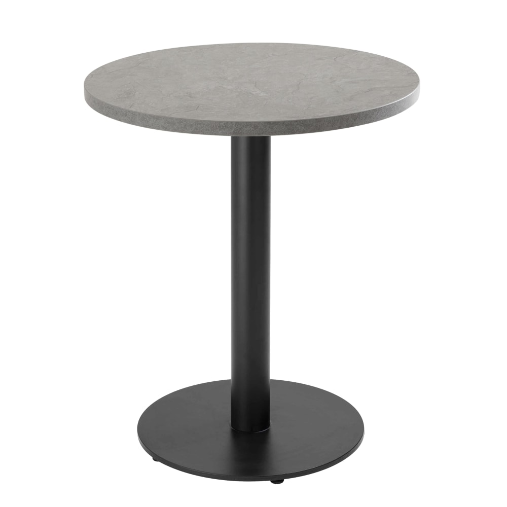 Table à manger ronde 60 cm pied noir et revêtement béton gris