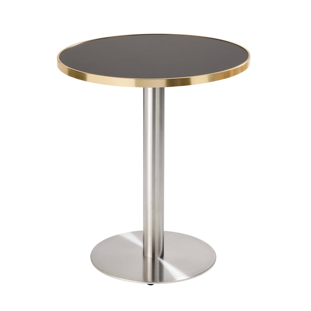 Table à manger ronde 60 cm plateau noir/doré et pied argenté