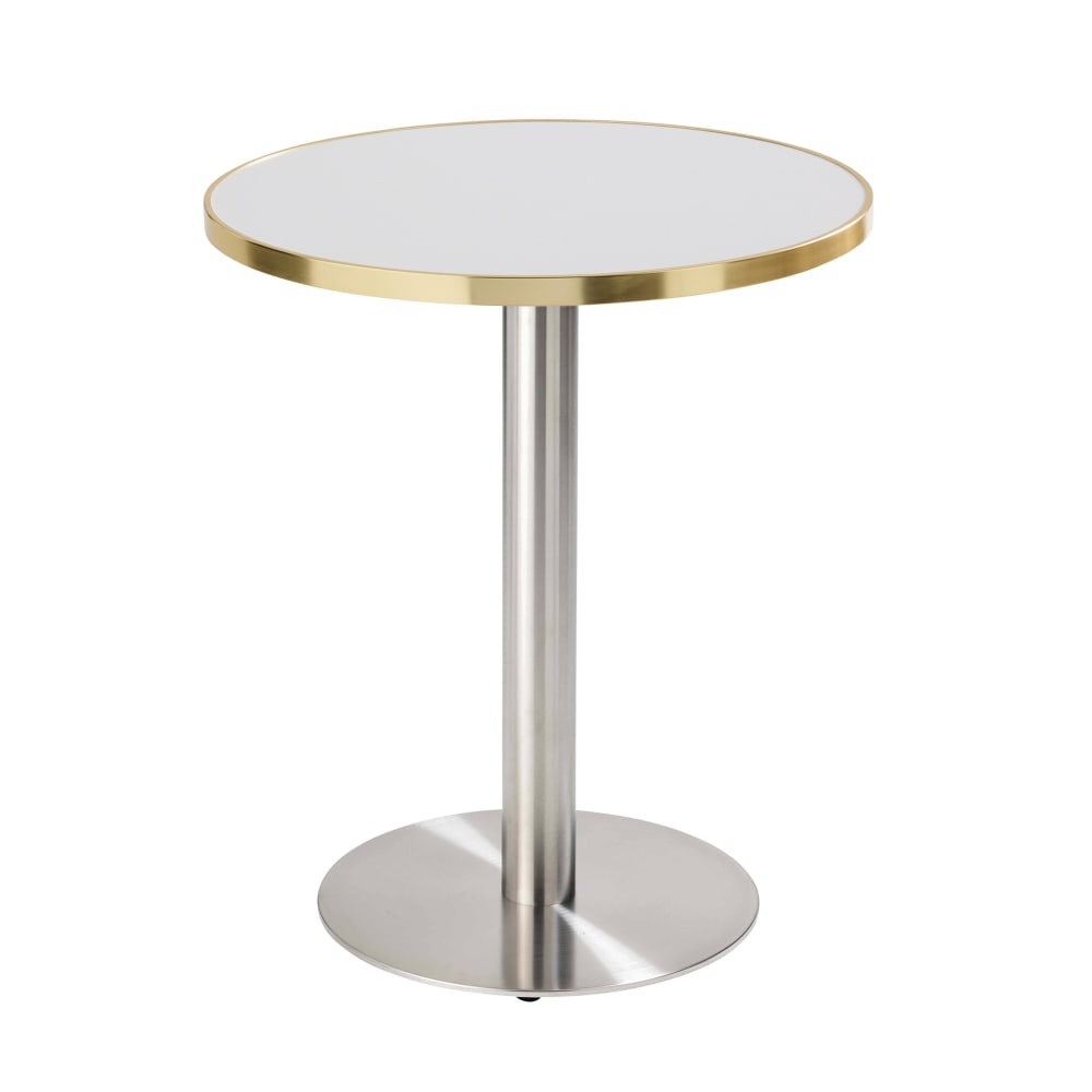 Table à manger ronde 60 cm plateau marbre blanc/doré et pied argenté