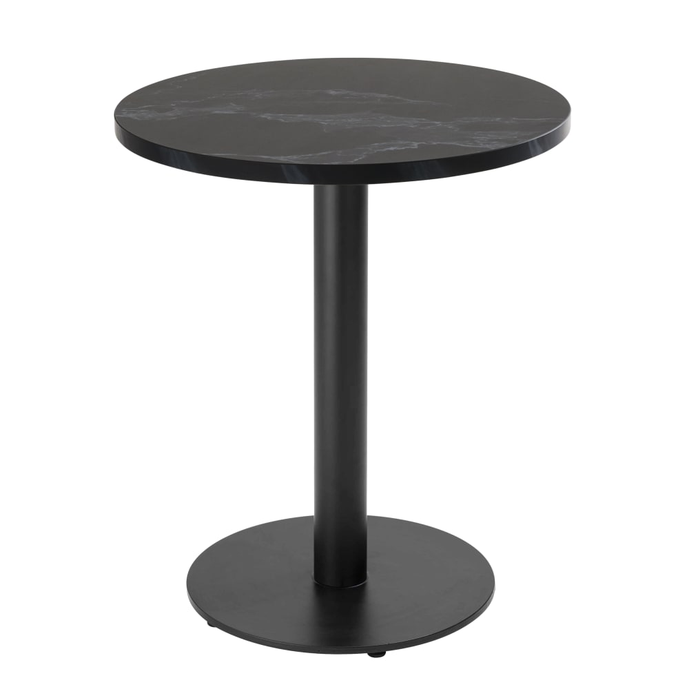Table à manger ronde 60 cm pied noir et revêtement marbre noir