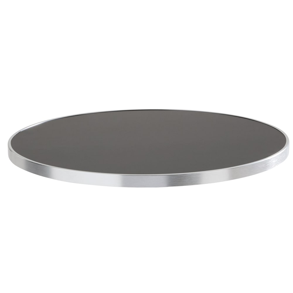 Table haute ronde 60 cm inclinable plateau noir/argent et pied noir