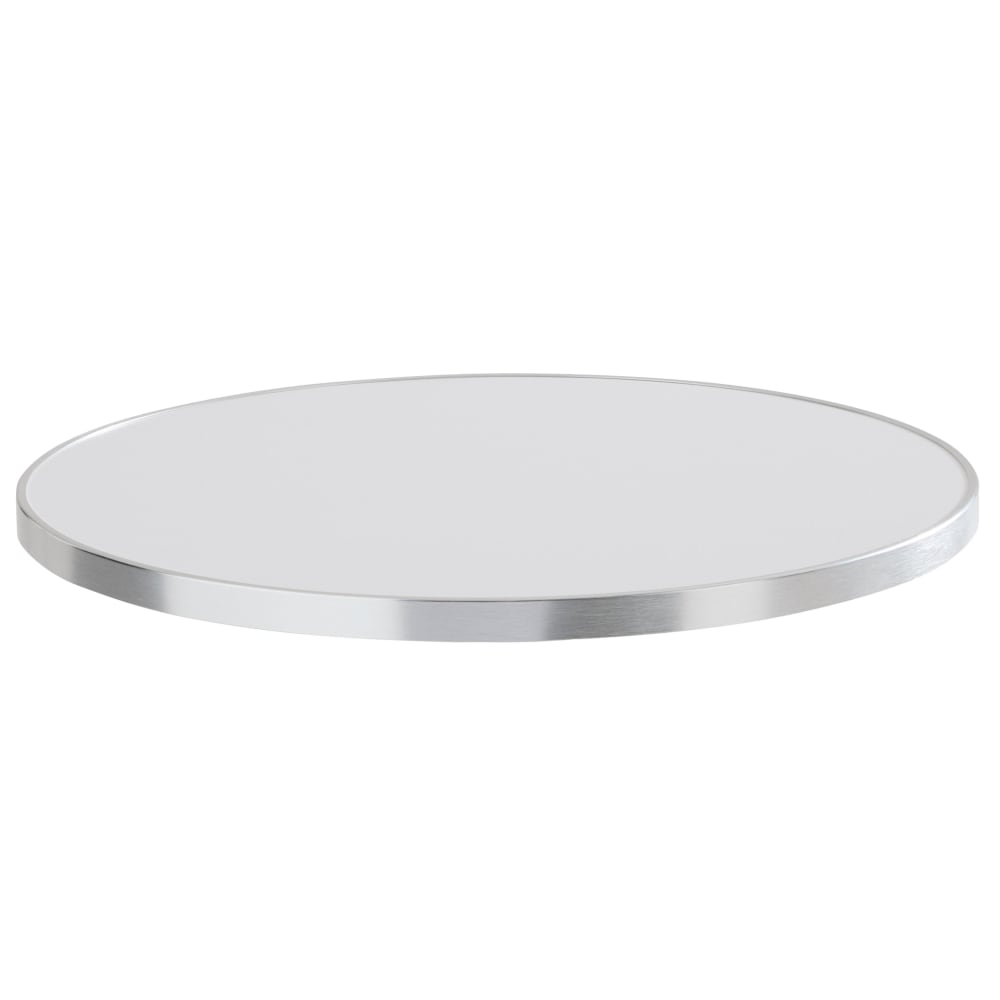 Table haute ronde 60 cm inclinable plateau blanc/argent et pied noir