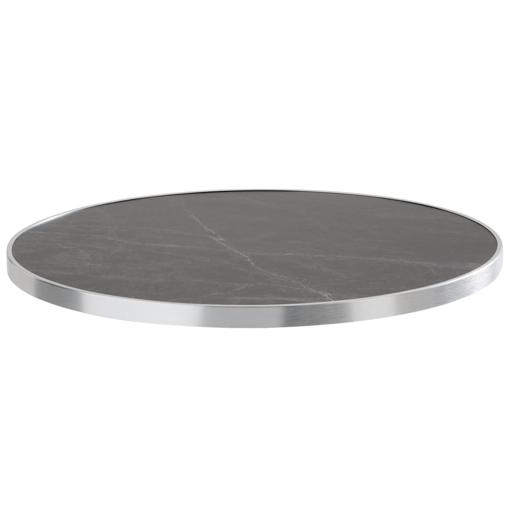 Table haute ronde 60 cm inclinable plateau marbre noir/argent et noir