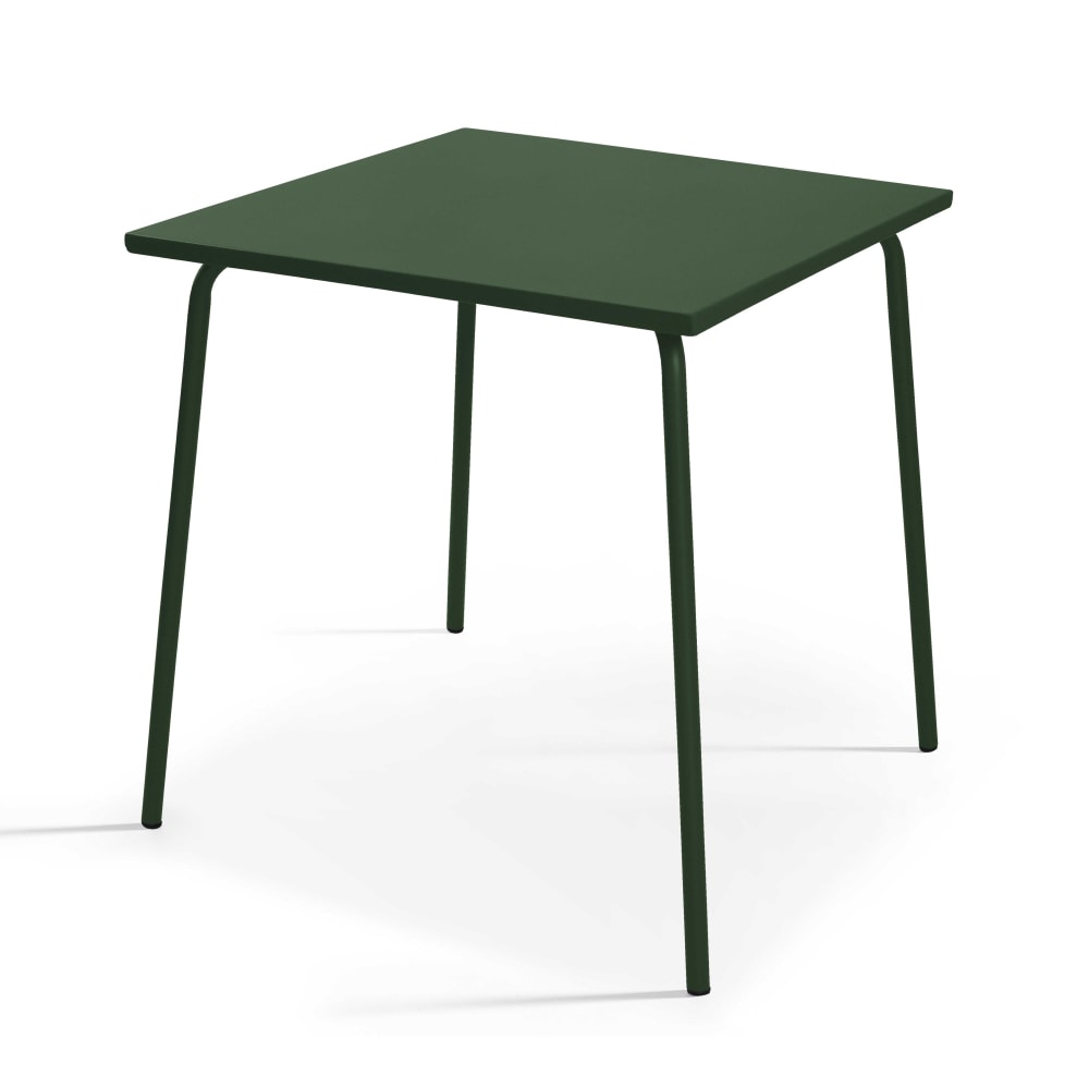 Table de jardin carrée en métal vert forêt 70cm