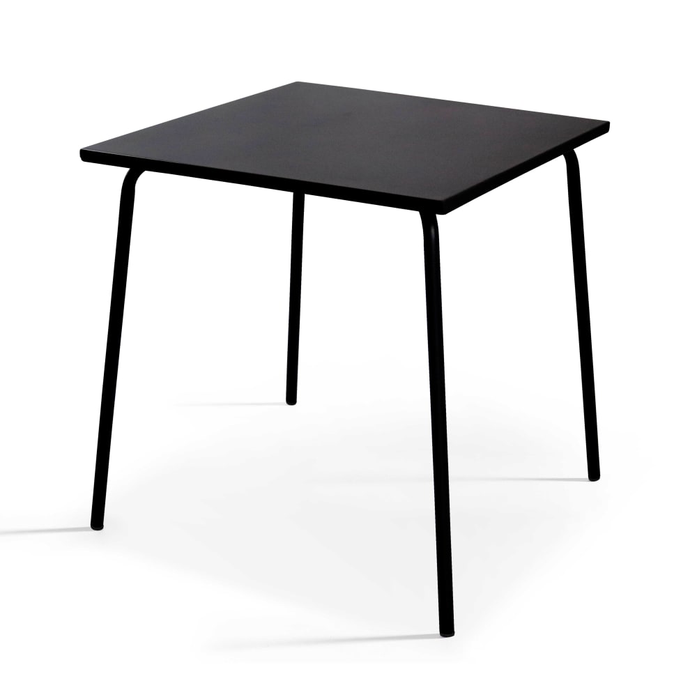 Table de jardin carrée en métal 70 cm 4 places noir