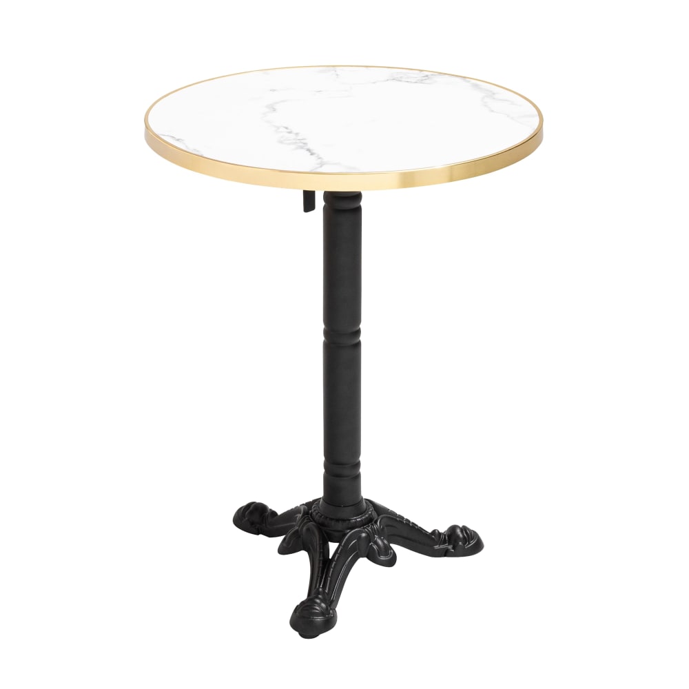 Table à manger ronde 60 cm inclinable marbre blanc/doré et pied noir