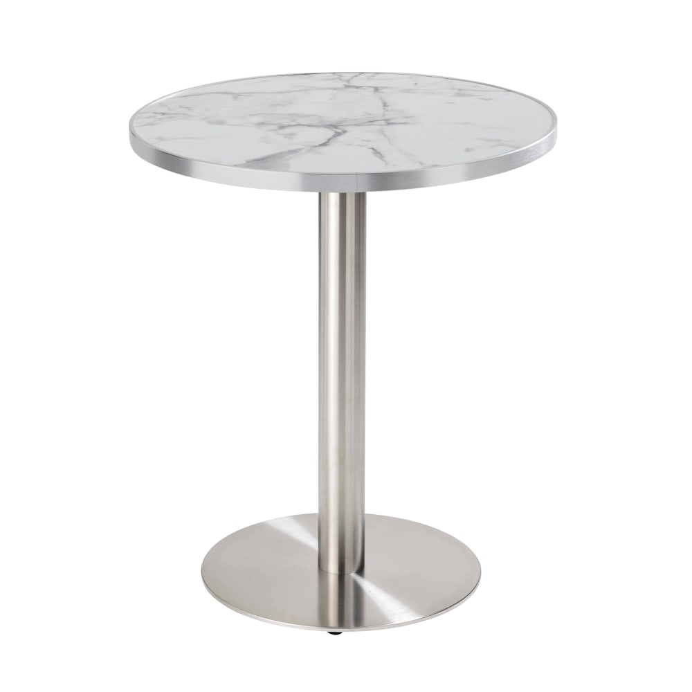 Table à manger ronde 60 cm plateau marbre blanc/argent et pied argenté