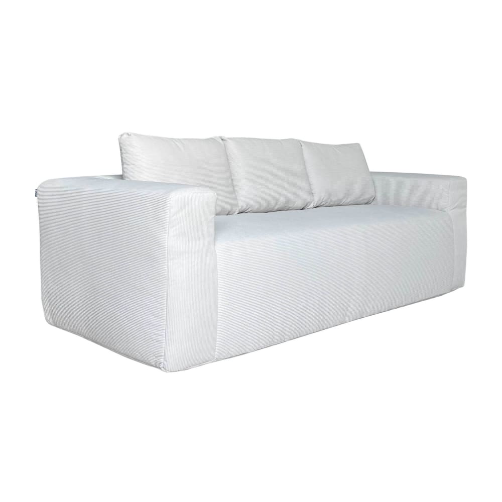 Canapé 3 places en tissu côtelé avec coussins écru L 200 cm