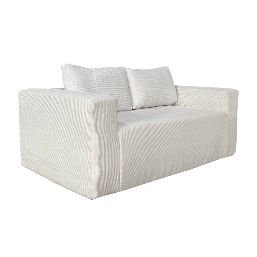 Canapé 2 places en tissu côtelé avec coussins ecru L 160 cm