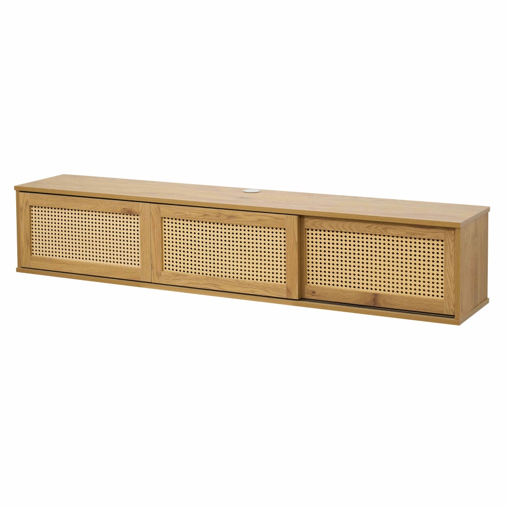 Meuble tv suspendu 160 cm bohème bois clair